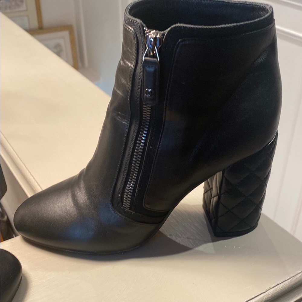 Chanel Black Leather Ankle Boots - Picture 7 of 17